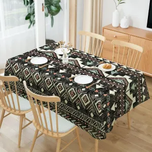 Vintage Geometric Tablecloth, Abstract Geometric Native American Aztec Navajo Tribe Rustic Rectangular Waterproof Tablecloth for Kitchen Dining Party Wedding Table Decor55x75in