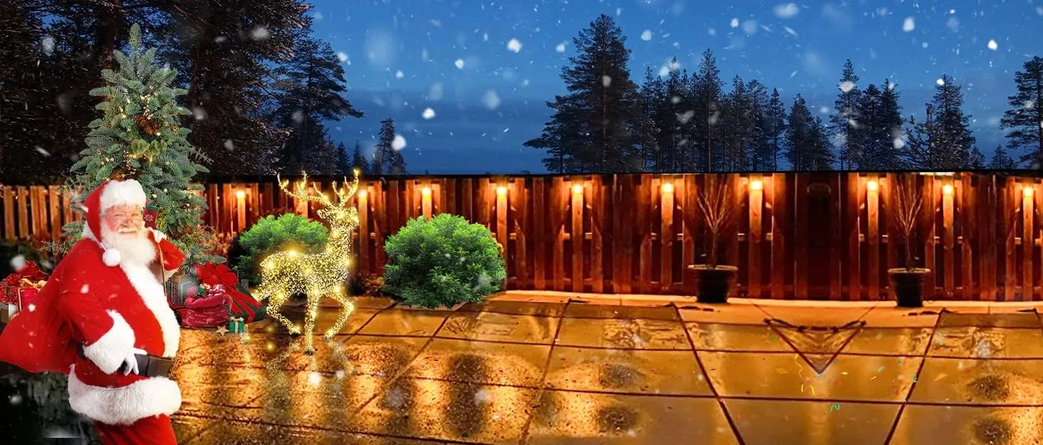 VOLISUN Solar Deck Lights ,7 Colors&Warm White Outdoor 4-Pack Waterproof Led Color Glow Solar Lights for Step,Fence,Railing,Wall,Stairs (1800mah,Long Lighting Time)