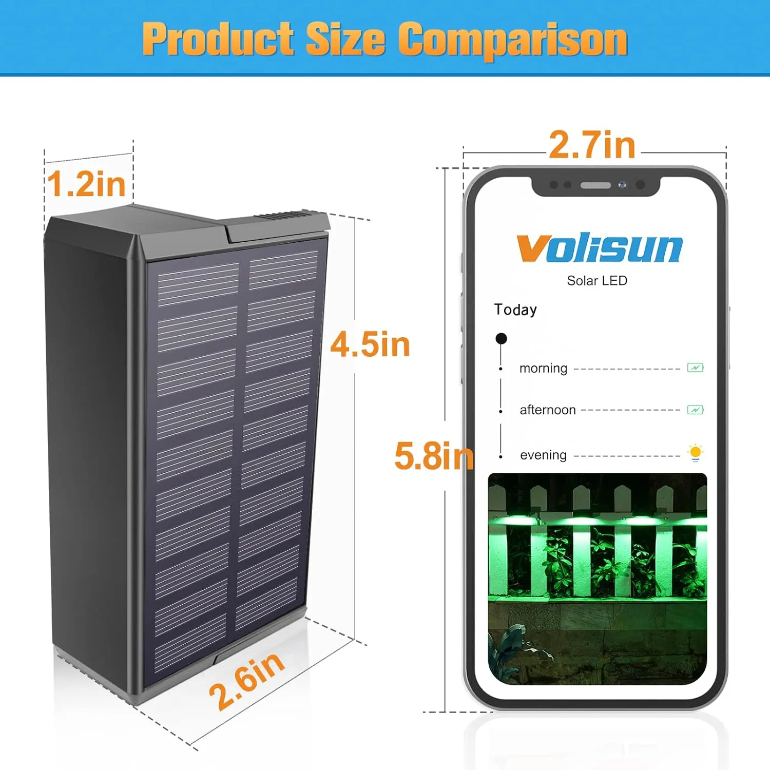 VOLISUN Solar Deck Lights ,7 Colors&Warm White Outdoor 4-Pack Waterproof Led Color Glow Solar Lights for Step,Fence,Railing,Wall,Stairs (1800mah,Long Lighting Time)