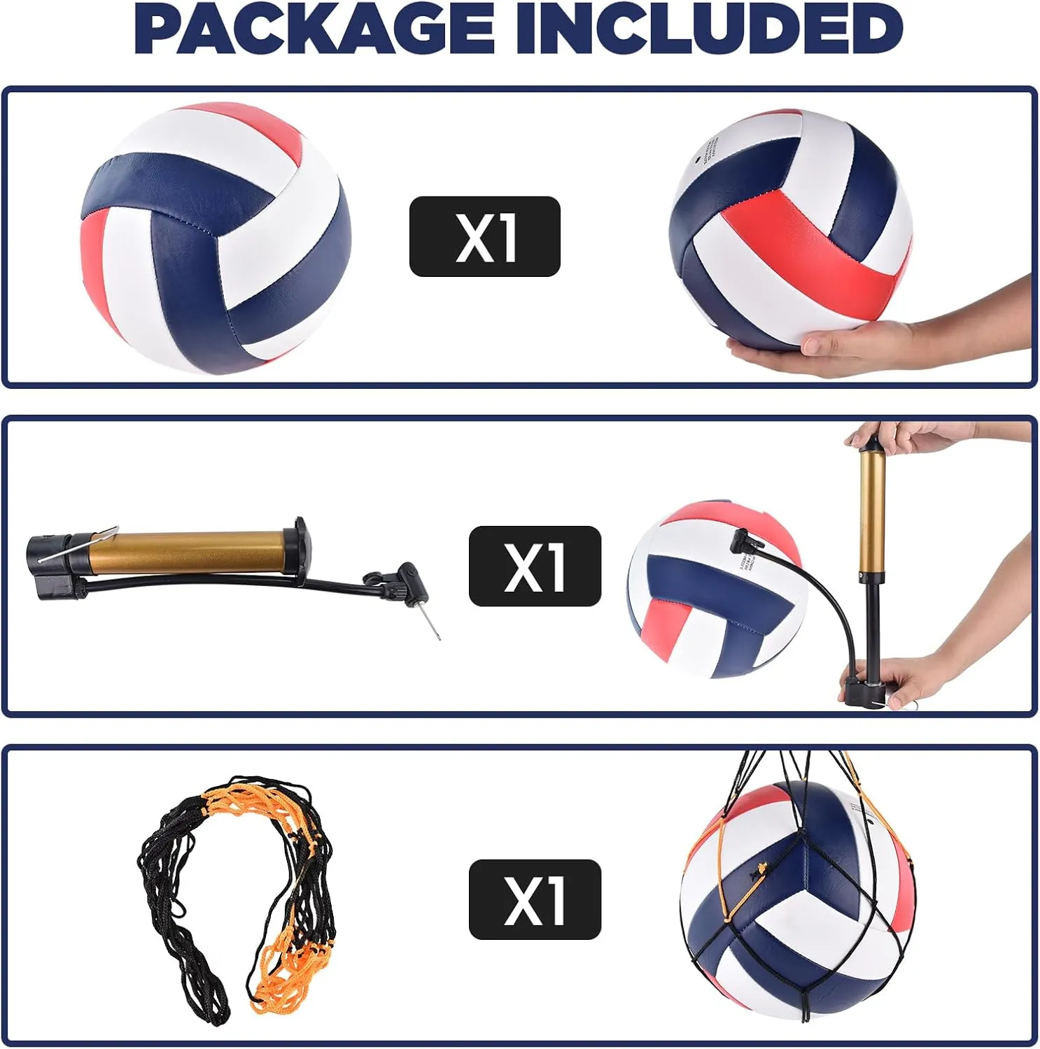Volleyballs Official Size 5, Waterproof Soft Bulk Recreational Volley Balls with Pump and Net Bag for Indoor Outdoor Beach Pool Water Sand Game Training Match Gift for Beginner Teenager