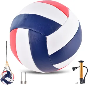 Volleyballs Official Size 5, Waterproof Soft Bulk Recreational Volley Balls with Pump and Net Bag for Indoor Outdoor Beach Pool Water Sand Game Training Match Gift for Beginner Teenager