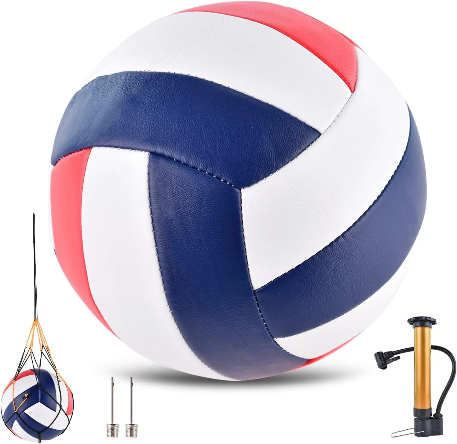 Volleyballs Official Size 5, Waterproof Soft Bulk Recreational Volley Balls with Pump and Net Bag for Indoor Outdoor Beach Pool Water Sand Game Training Match Gift for Beginner Teenager
