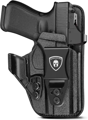 WARRIORLAND IWB Hybrid Holster Compatible with Glock 17/19/22/23 Gen 3-5, Glock 31/32 Gen 3-4, Glock 19X/44/45, Concealed Carry Polymer & Leather Holster with Claw/Optics Cut Ready, Right Hand