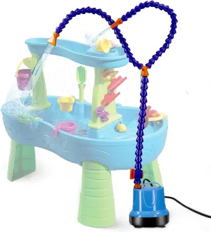 Water Table Pump, Double-barrelled Automatic Continuous Water Pump for Water Table Accessories with 10 Ft of Waterproof Wire Summer Outdoor
