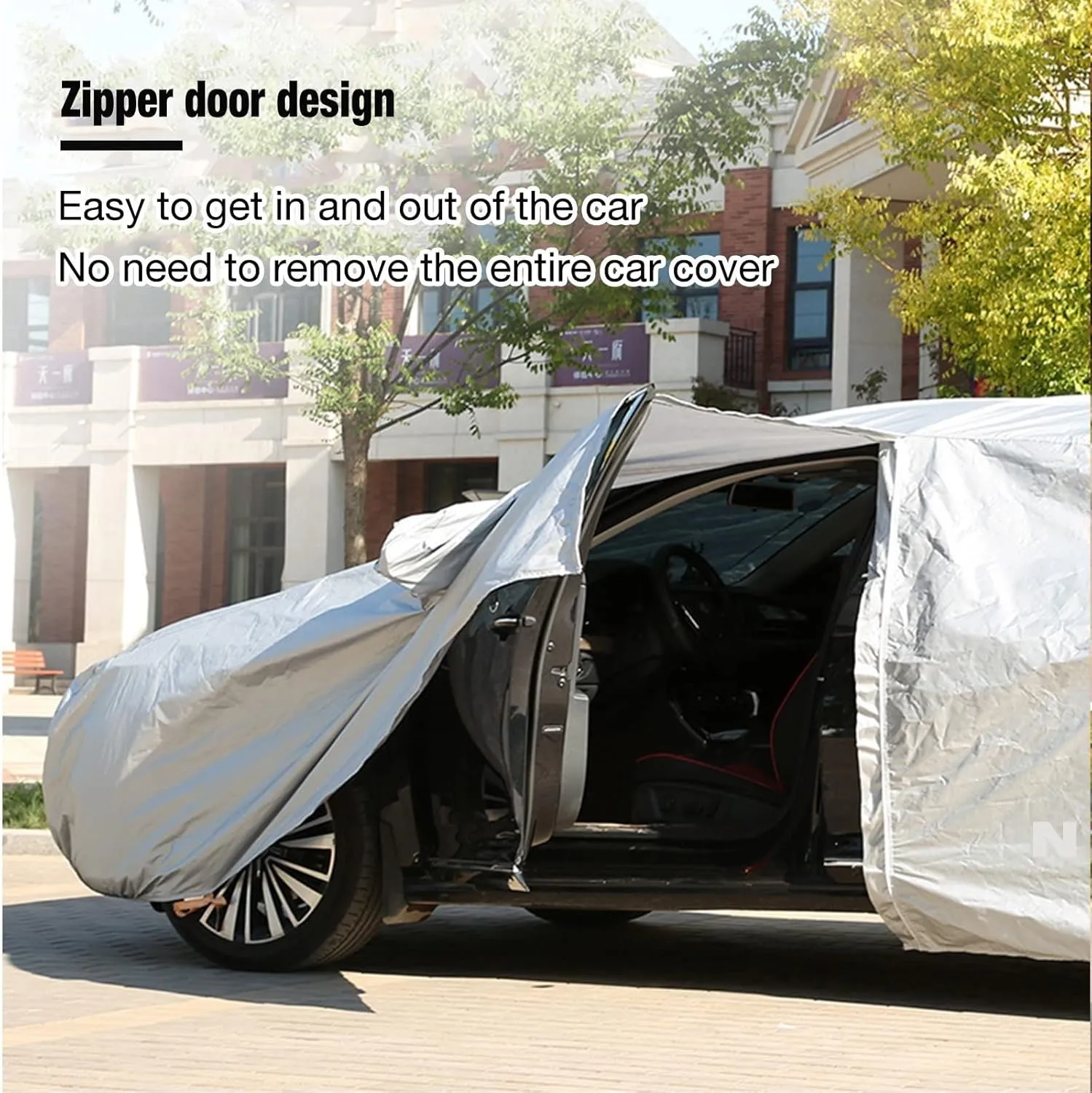 Waterproof Car Cover Compatible with VW Polo Playa 1996-2006, Rainproof and Sunproof, Windproof and Snowproof, All-Weather Protection (Color : A, Size : Without Cotton)