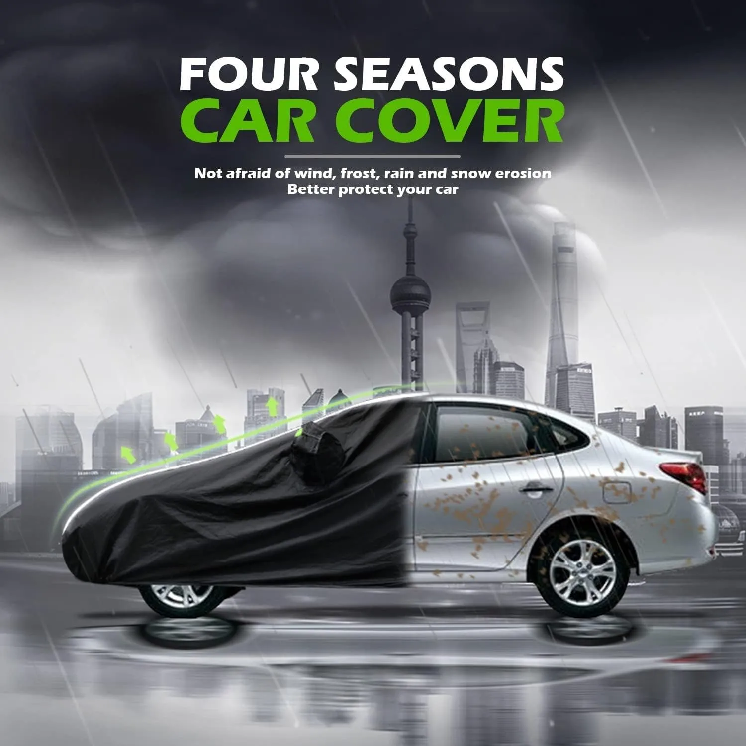 Waterproof Car Cover Compatible with VW Polo Playa 1996-2006, Rainproof and Sunproof, Windproof and Snowproof, All-Weather Protection (Color : A, Size : Without Cotton)