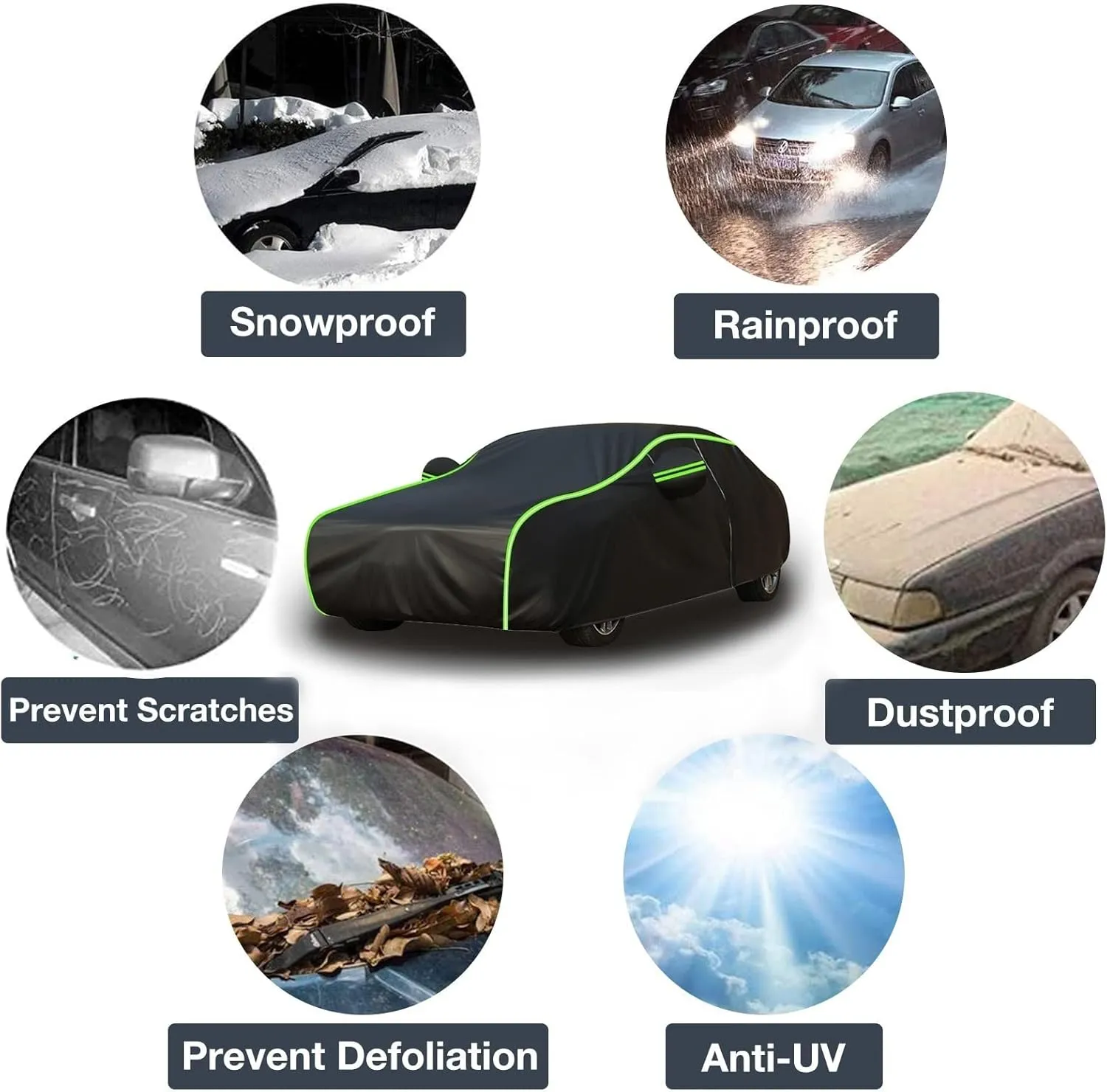 Waterproof Car Cover Compatible with VW Polo Playa 1996-2006, Rainproof and Sunproof, Windproof and Snowproof, All-Weather Protection (Color : A, Size : Without Cotton)