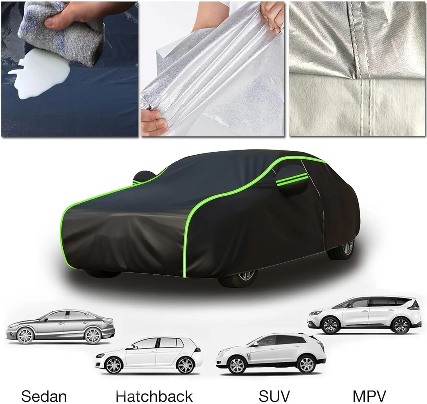 Waterproof Car Cover Compatible with VW Polo Playa 1996-2006, Rainproof and Sunproof, Windproof and Snowproof, All-Weather Protection (Color : A, Size : Without Cotton)