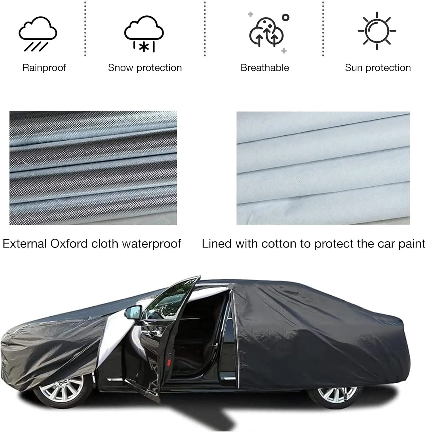 Waterproof Car Cover Compatible with VW Polo Playa 1996-2006, Rainproof and Sunproof, Windproof and Snowproof, All-Weather Protection (Color : A, Size : Without Cotton)
