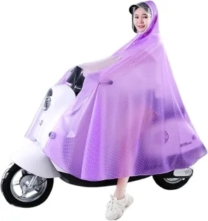 Waterproof Cycling Raincoat - Hooded Rain Poncho with Mirror Cover for Bike, E-bike, Motorcycle, and Mobility Scooter(Roland Purple,3xl)
