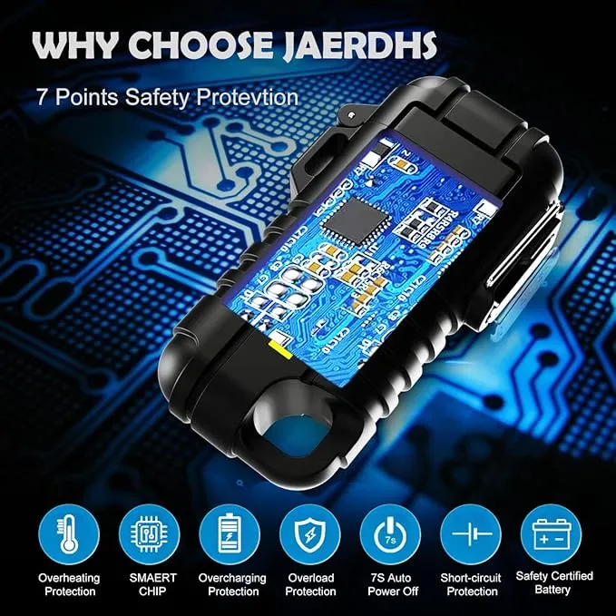 Waterproof Electric Lighter with 360°Flexible Long Neck, Outdoor Windproof Arc Lighter USB Rechargeable Flameless Plasma Cool Lighters for Outdoor & Kitchen(Black)