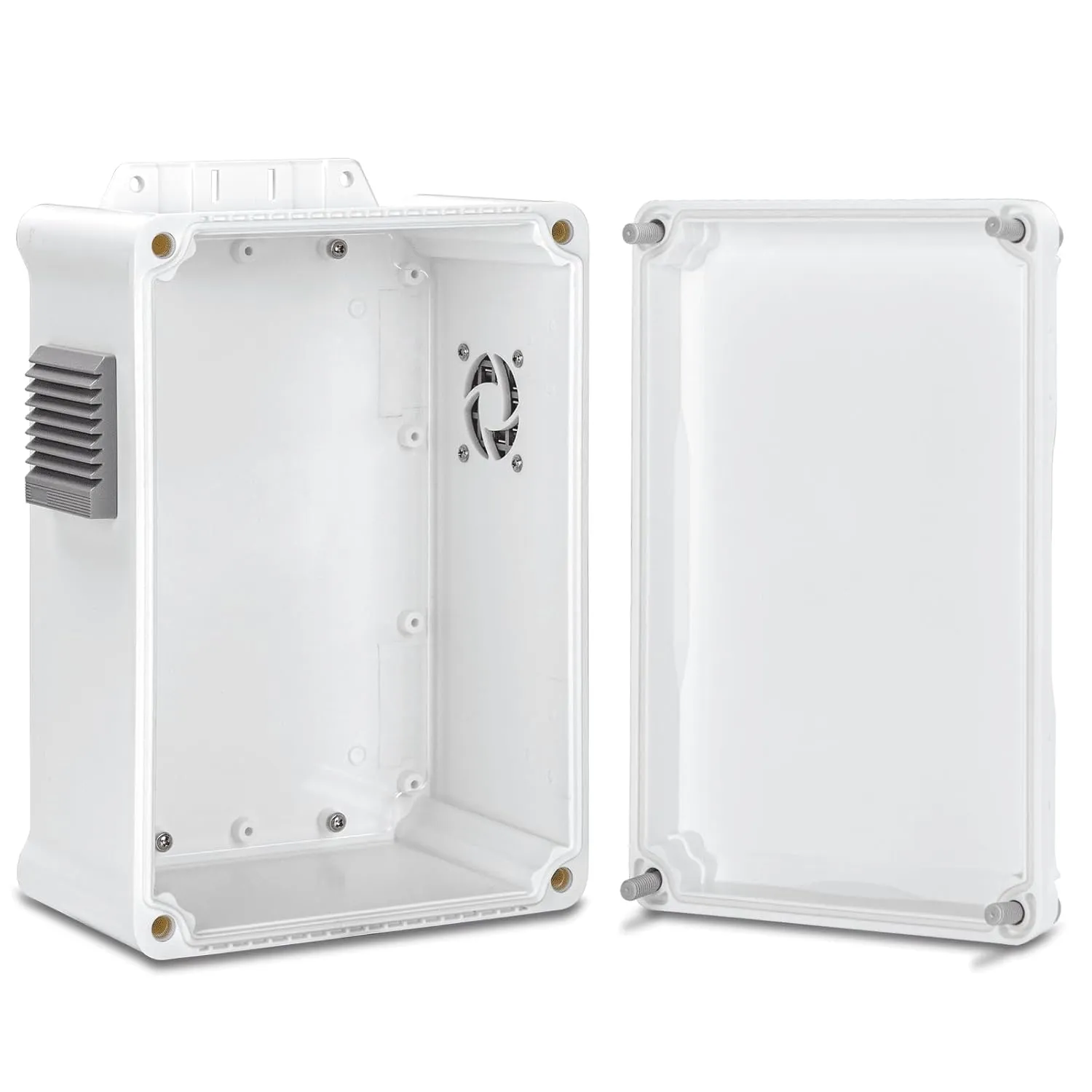 Waterproof Electrical Junction Box with Rainproof Louvers, PPB Material Enclosure, Acrylic Mounting Panel & Hinged Cover, 10.5" L* 7.3" W* 5.1" H