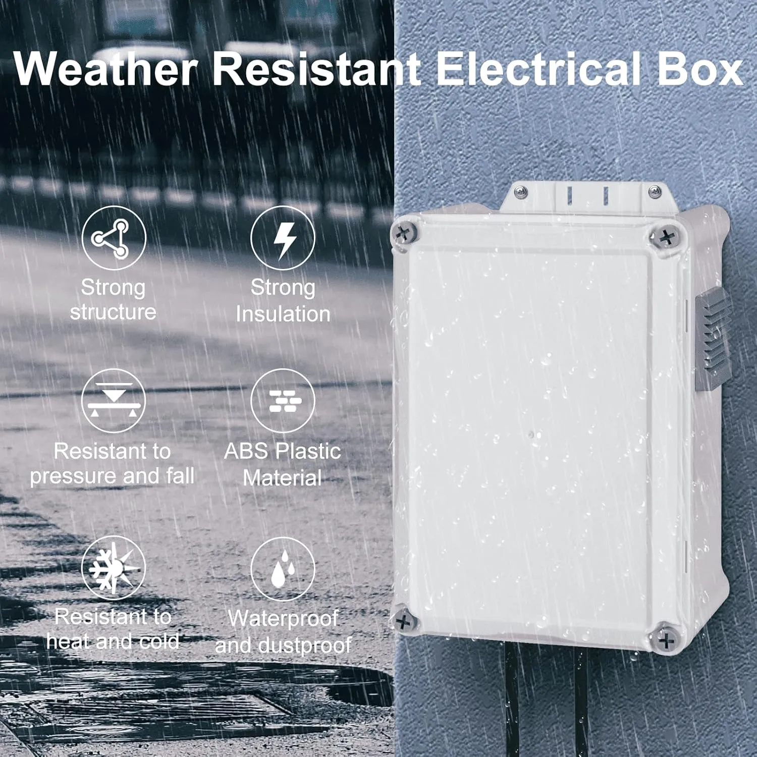 Waterproof Electrical Junction Box with Rainproof Louvers, PPB Material Enclosure, Acrylic Mounting Panel & Hinged Cover, 10.5" L* 7.3" W* 5.1" H