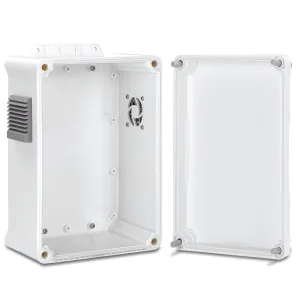Waterproof Electrical Junction Box with Rainproof Louvers, PPB Material Enclosure, Acrylic Mounting Panel & Hinged Cover, 10.5" L* 7.3" W* 5.1" H