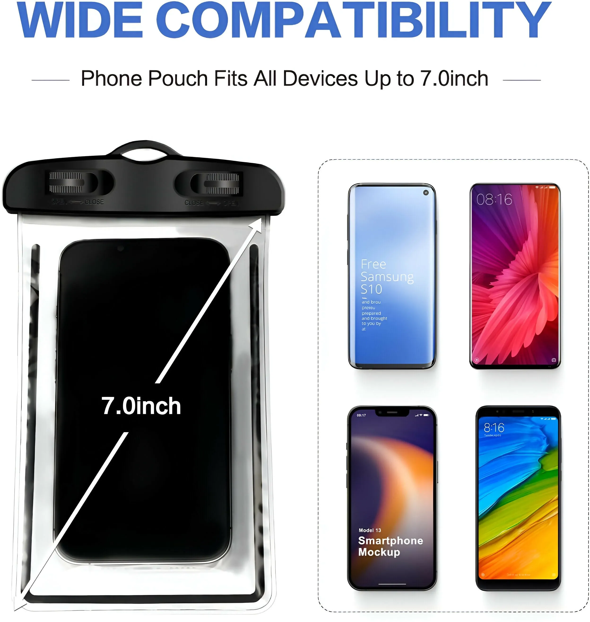 Waterproof Mobile Pouch Cover Universal Dry Bag for Smartphones up to 6.5 inches (Random Colour)