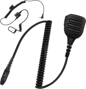 Waterproof Radio Speaker Mic Walkie Talkie Shoulder Handheld Microphone with PTT for Ailunce HD1 HAG1 Retevis RT29 RT47 RT47V RT48 RT82 RT83 RT87 NR30 EX500 GP328plus Black (328plus-01)