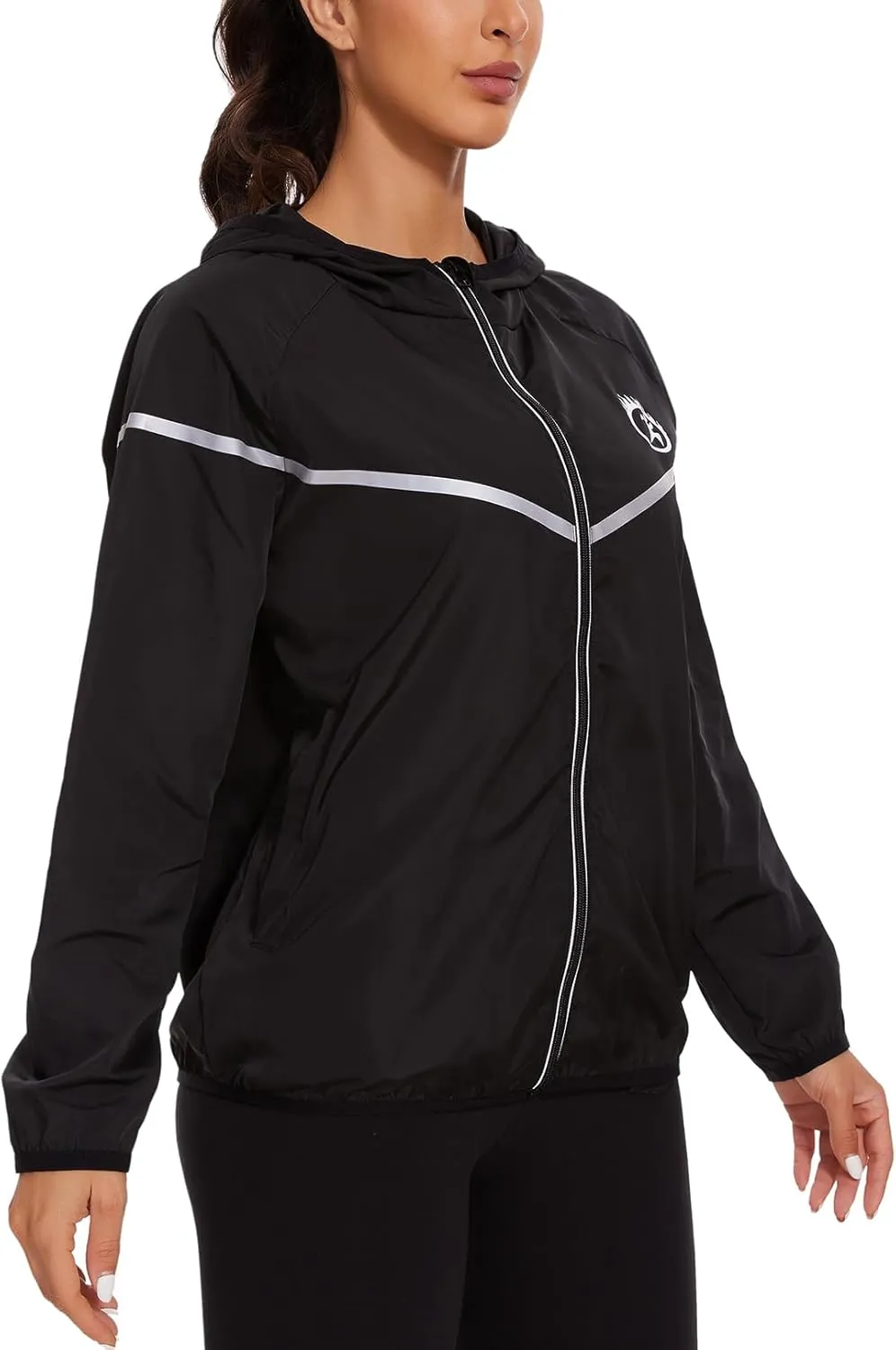 Waterproof Raincoat with Hood Windbreaker Rain Jacket for Women Zipper Lightweight Hiking Outdoor