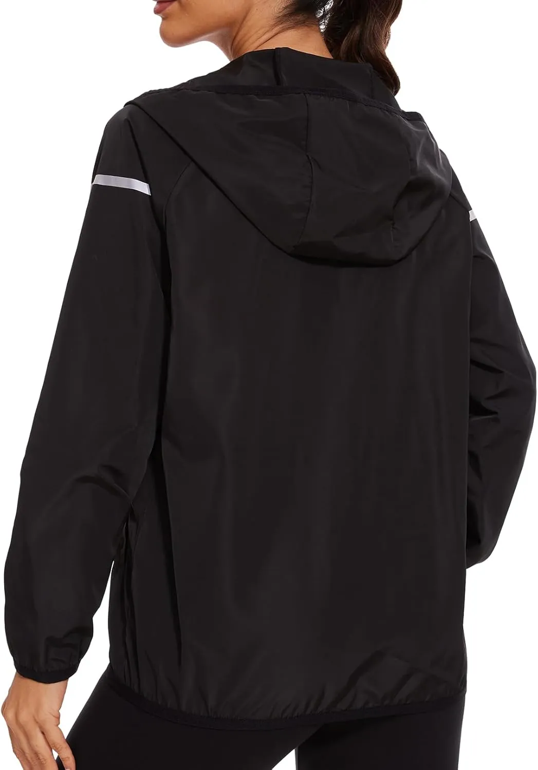 Waterproof Raincoat with Hood Windbreaker Rain Jacket for Women Zipper Lightweight Hiking Outdoor