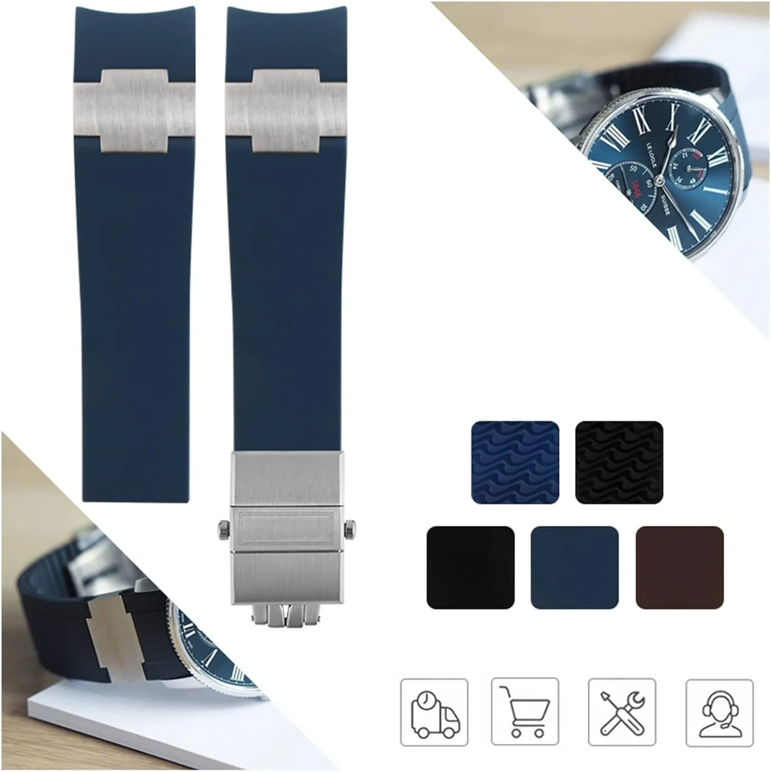 Waterproof Watch Band For Ulysse Nardin Silicone Rubber Watchstrap Sports Wrist Bracelets Replacement Watch Accessories Parts