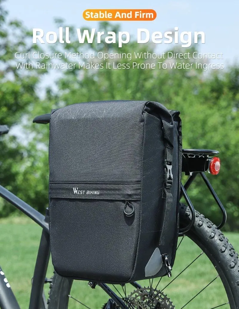 WEST BIKING Multifunctional Bicycle Pannier 17/29L Waterproof Bike Bag Double Side Luggage Rack Shoulder Bag Cycling Backpack