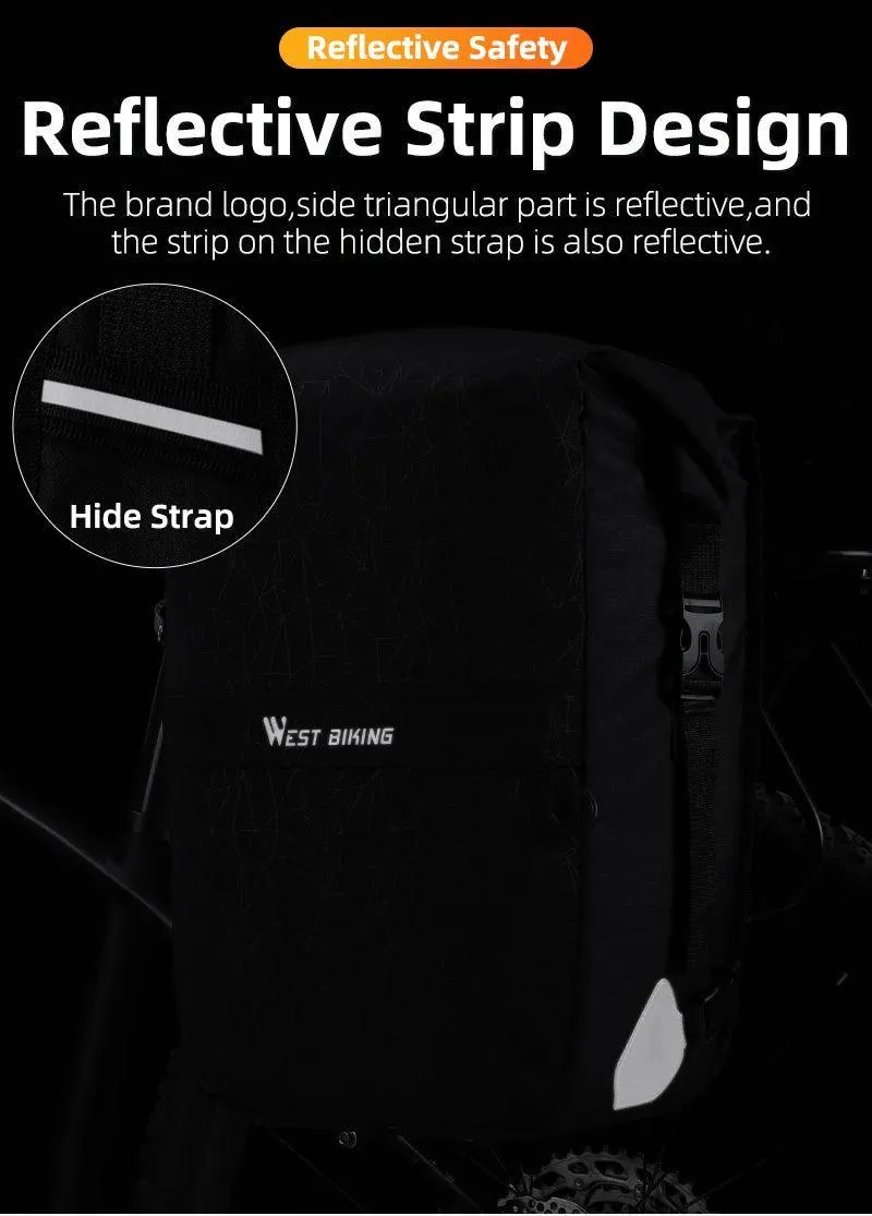 WEST BIKING Multifunctional Bicycle Pannier 17/29L Waterproof Bike Bag Double Side Luggage Rack Shoulder Bag Cycling Backpack