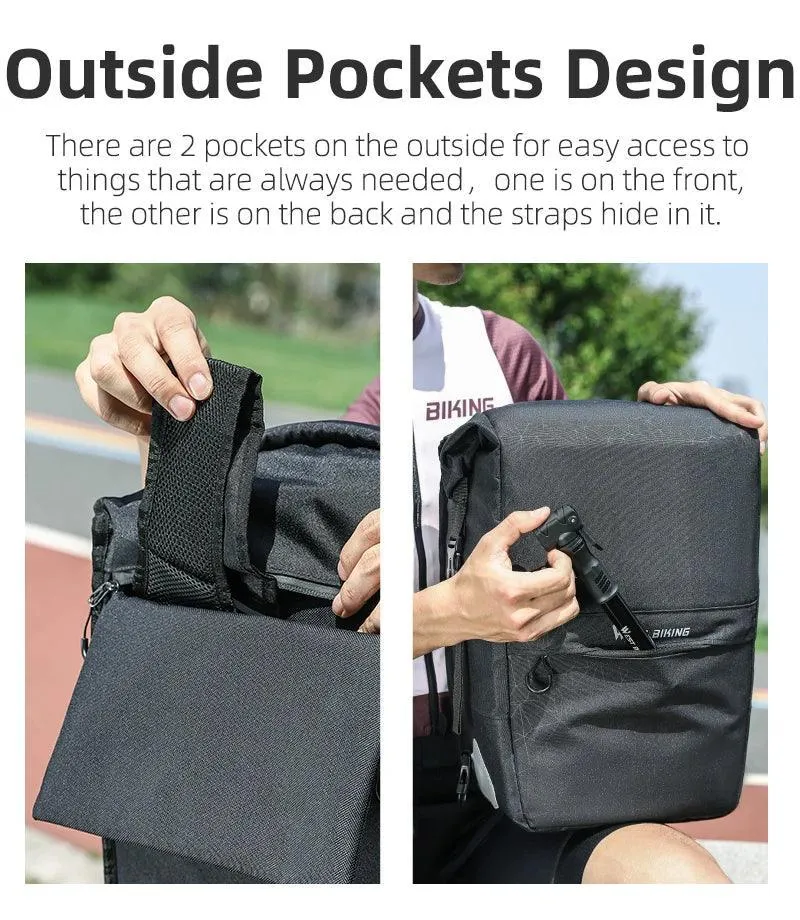 WEST BIKING Multifunctional Bicycle Pannier 17/29L Waterproof Bike Bag Double Side Luggage Rack Shoulder Bag Cycling Backpack