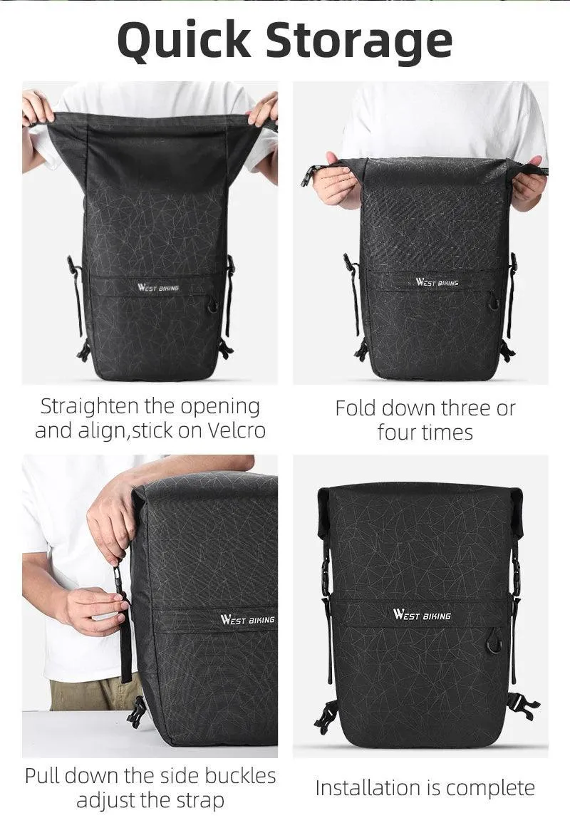 WEST BIKING Multifunctional Bicycle Pannier 17/29L Waterproof Bike Bag Double Side Luggage Rack Shoulder Bag Cycling Backpack
