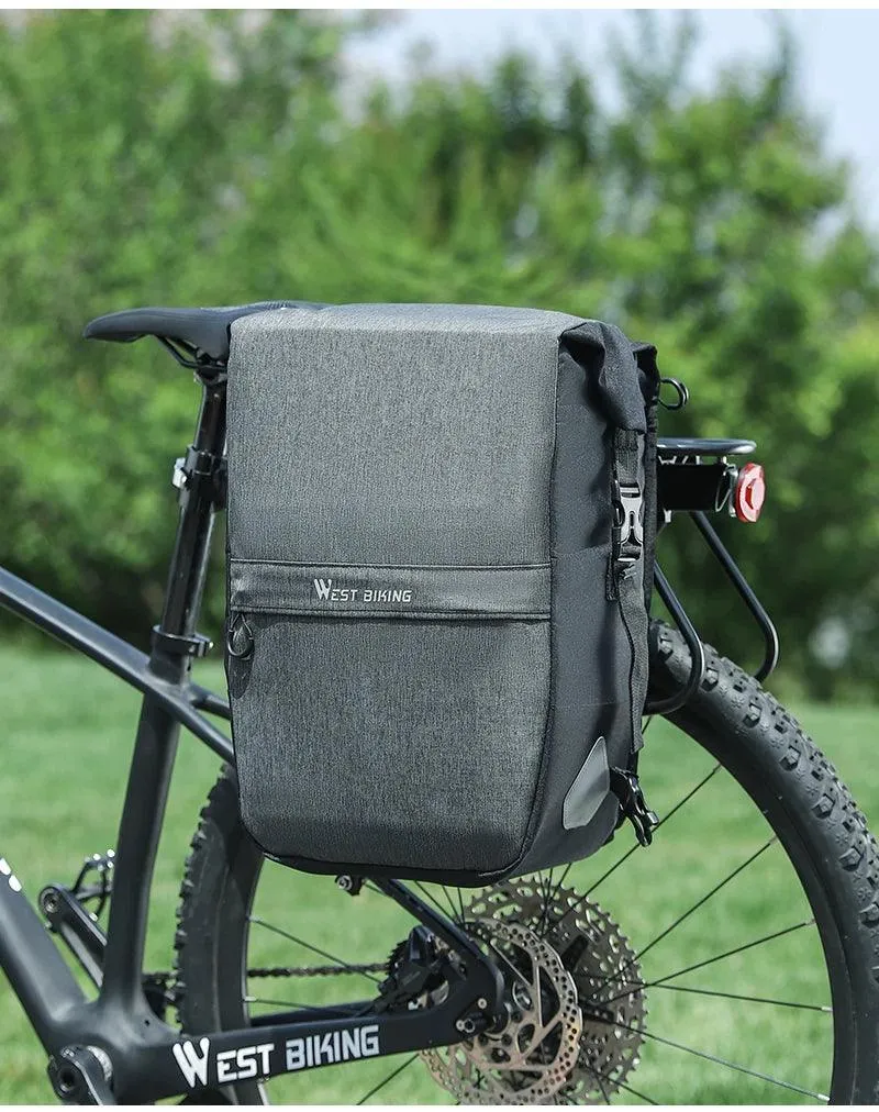 WEST BIKING Multifunctional Bicycle Pannier 17/29L Waterproof Bike Bag Double Side Luggage Rack Shoulder Bag Cycling Backpack