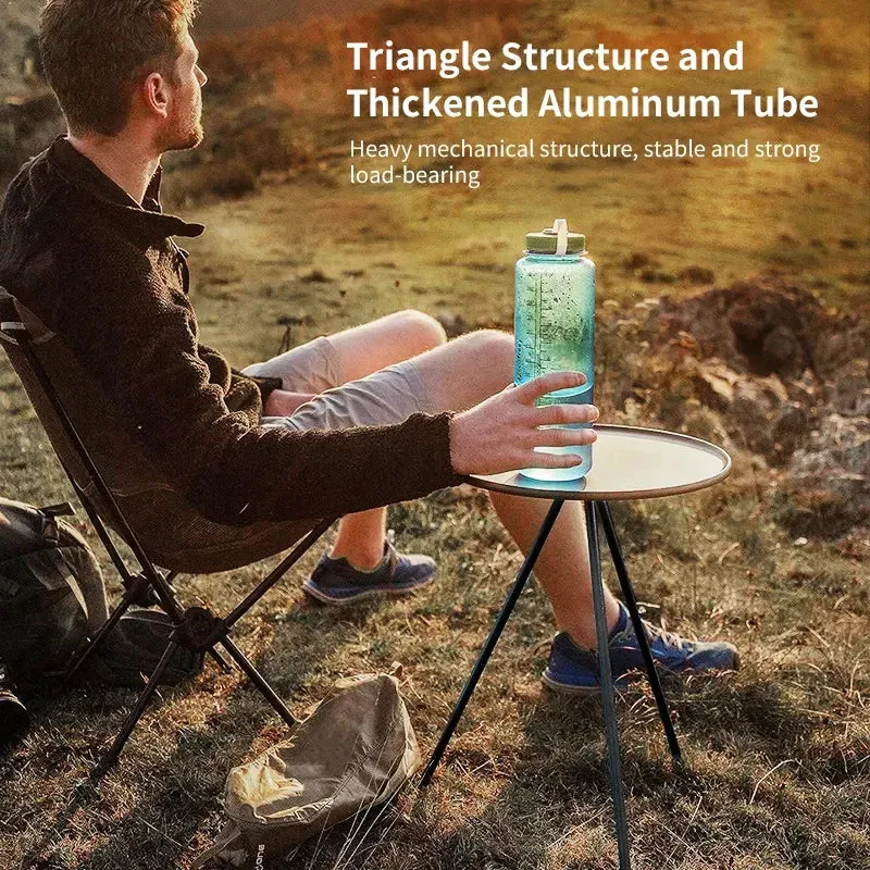 WEST TUNE Camping Round Table with Light Stand Ultralight Folding Table