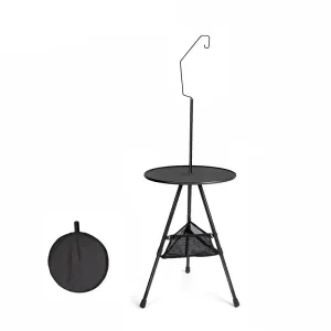 WEST TUNE Camping Round Table with Light Stand Ultralight Folding Table