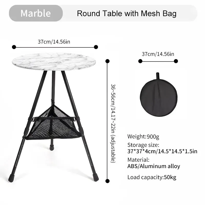 WEST TUNE Camping Round Table with Light Stand Ultralight Folding Table