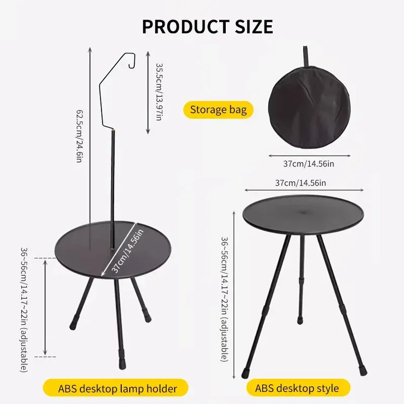 WEST TUNE Camping Round Table with Light Stand Ultralight Folding Table