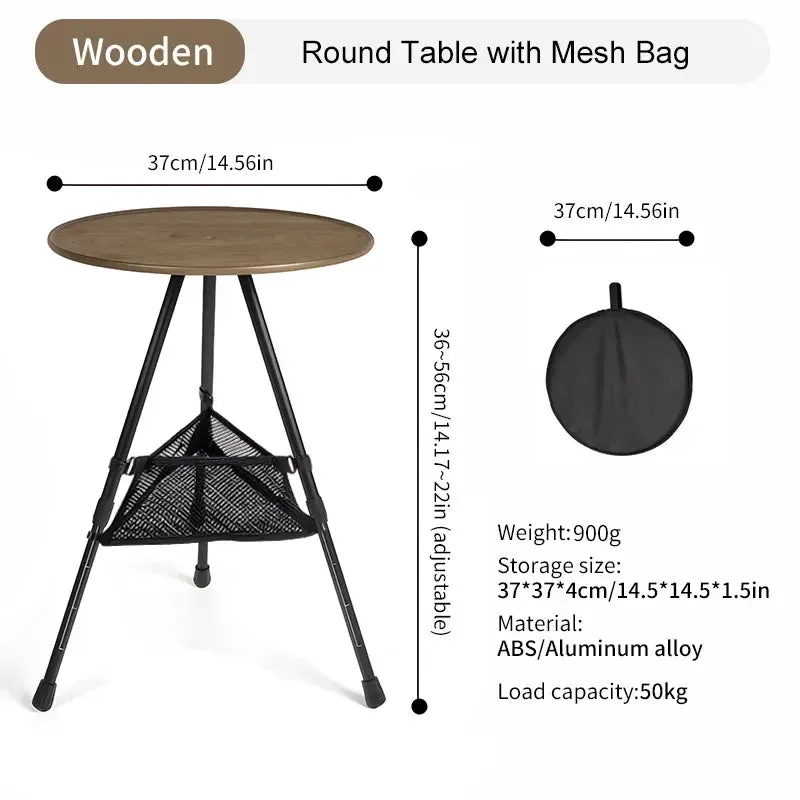 WEST TUNE Camping Round Table with Light Stand Ultralight Folding Table
