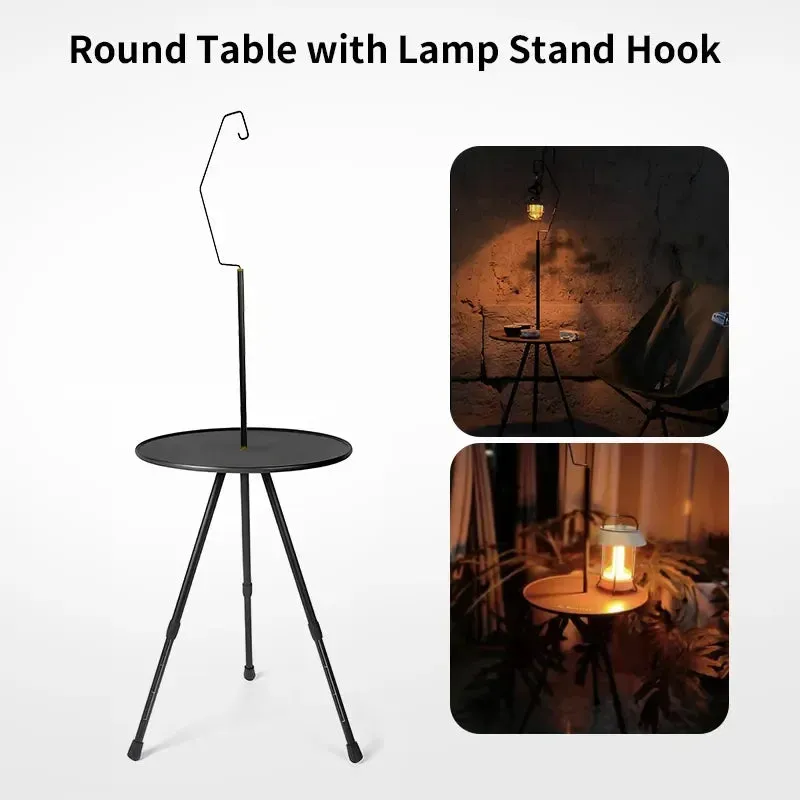 WEST TUNE Camping Round Table with Light Stand Ultralight Folding Table