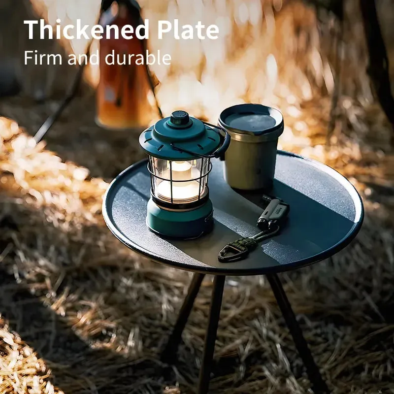 WEST TUNE Camping Round Table with Light Stand Ultralight Folding Table