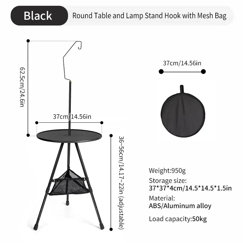 WEST TUNE Camping Round Table with Light Stand Ultralight Folding Table