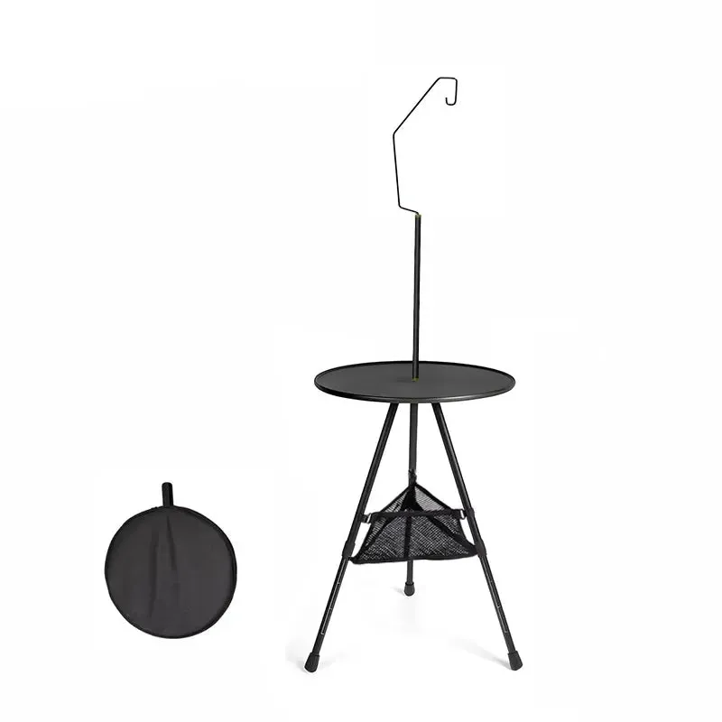 WEST TUNE Camping Round Table with Light Stand Ultralight Folding Table