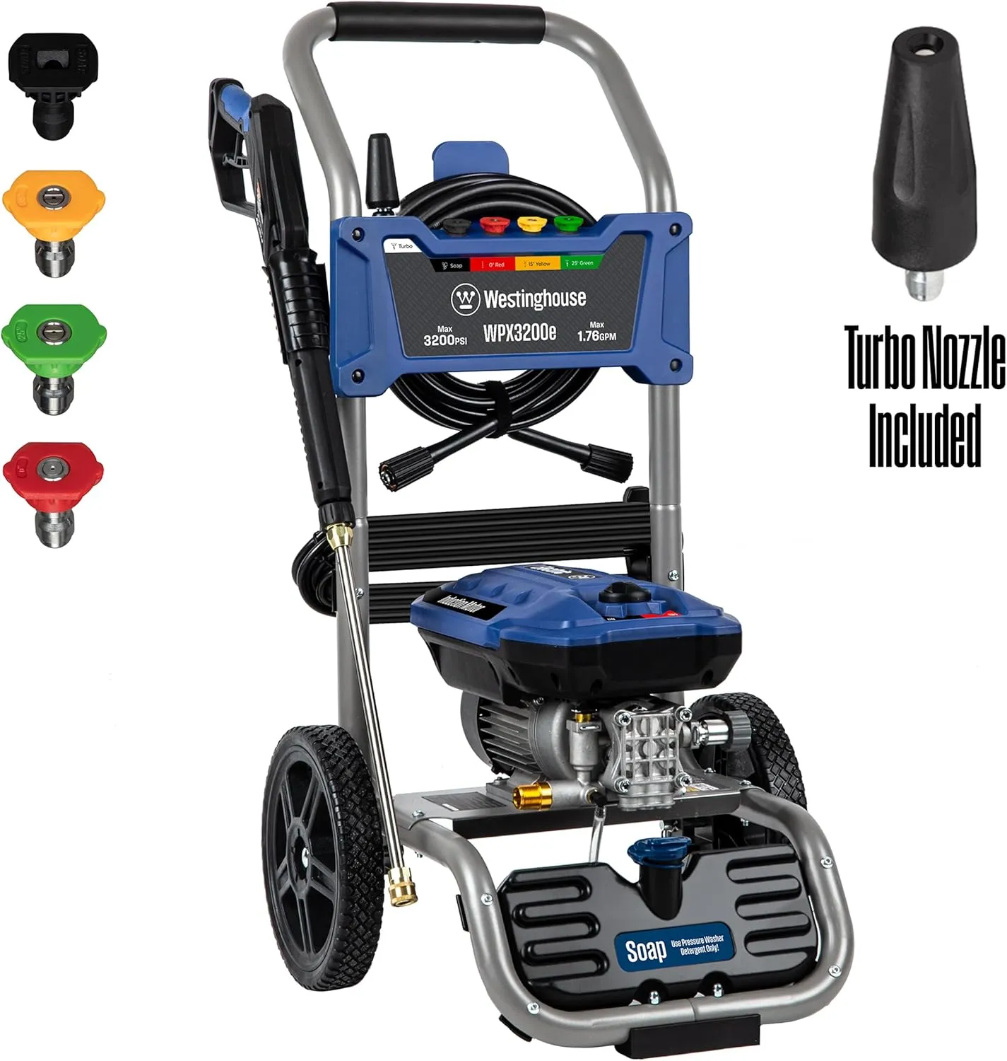 Westinghouse WPX3200e Electric Pressure Washer, 3200 PSI and 1.76 Max GPM, Induction Motor & Westinghouse Outdoor Power Equipment Foam Cannon for Pressure Washers - 3600 Max PSI