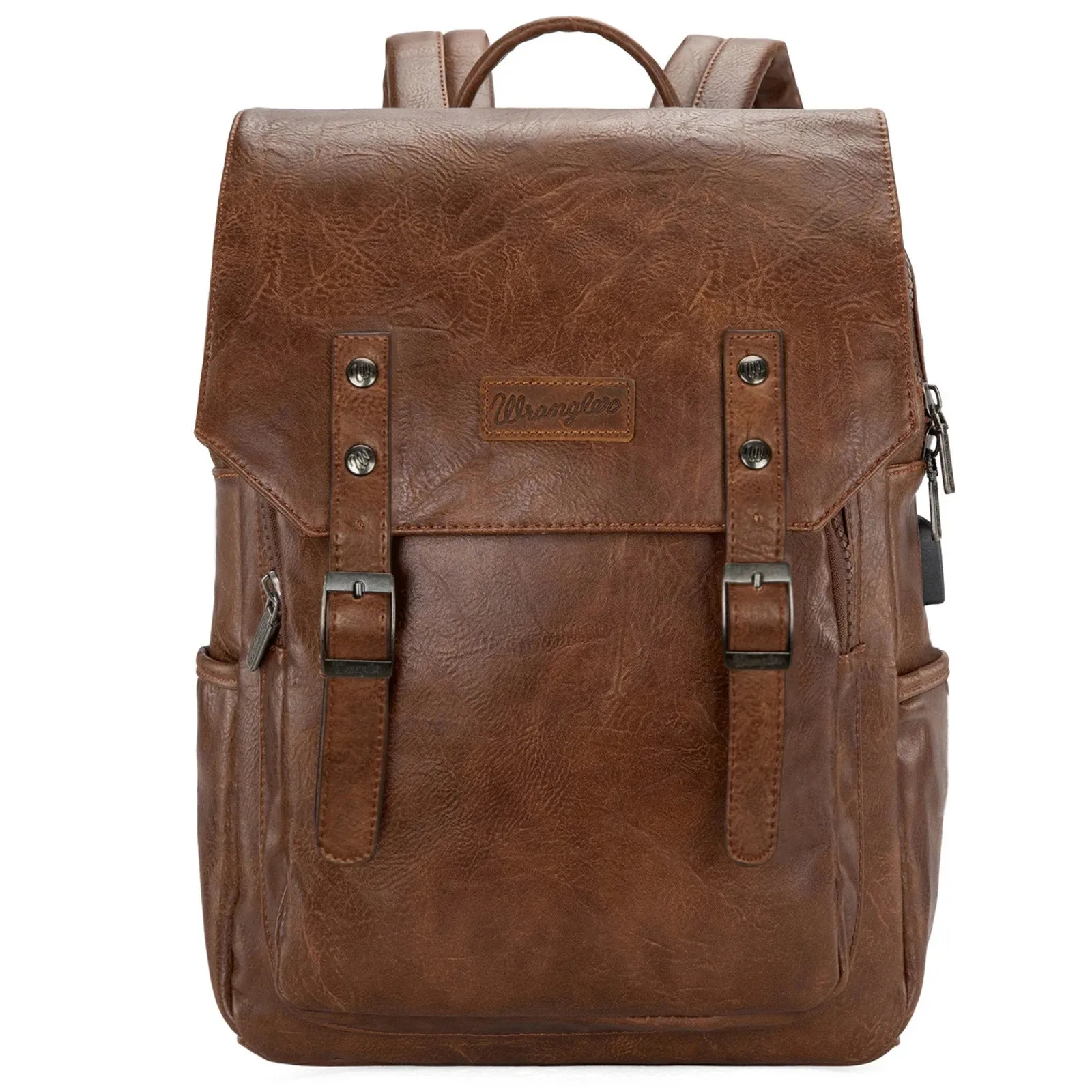 WG98-043 Wrangler Belt Buckle Laptop Backpack - Dark Brown