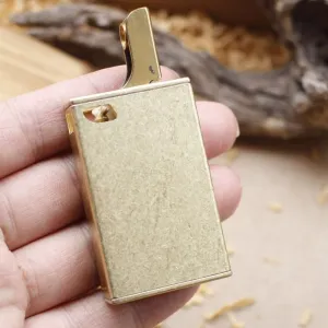 Wheeled Kerosene Lighter, Retro Square Box Shape, with Gift Box, Pure Copper Material, Collectible Decorative Gift