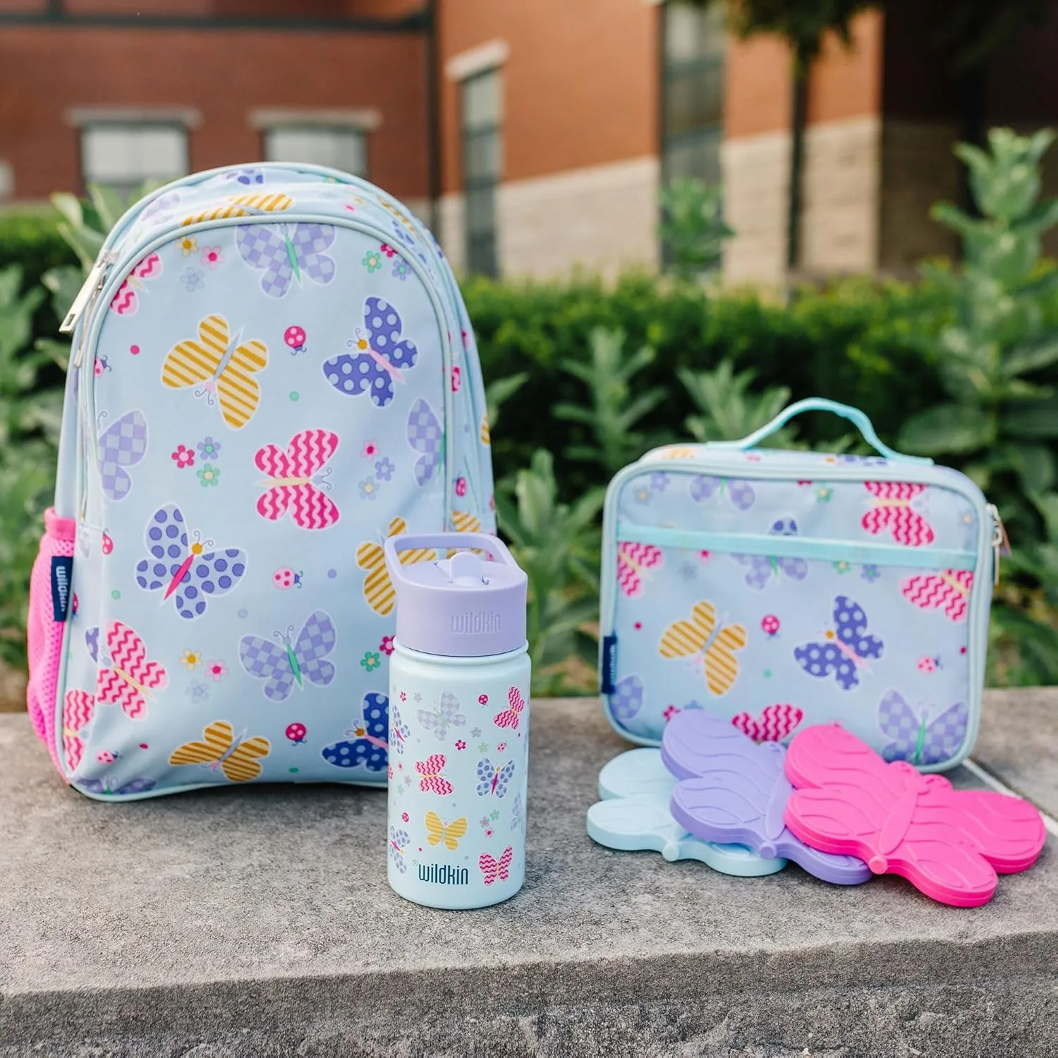 Wildkin 15-inch Kids Backpack – Durable, Padded, Adjustable for School & Travel - Butterfly Garden