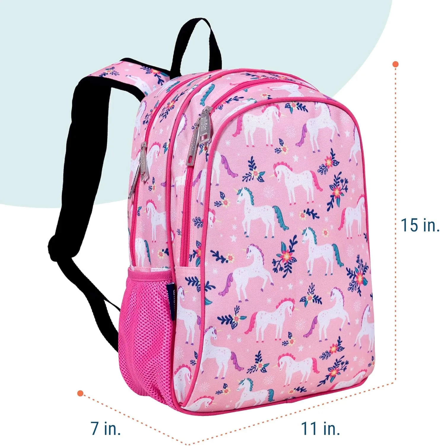 Wildkin 15-inch Kids Backpack – Durable, Padded, Adjustable for School & Travel - Magical Unicorns