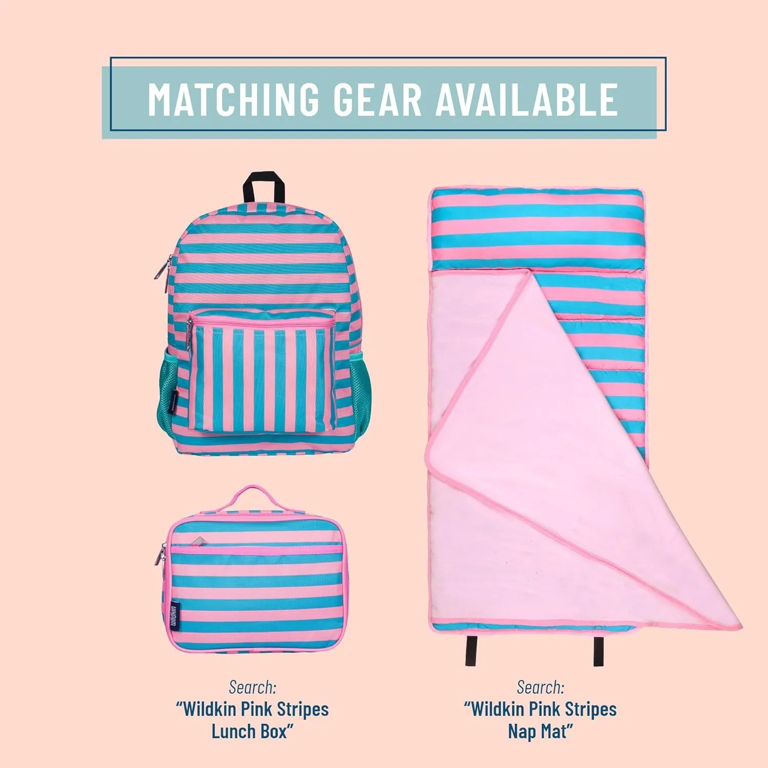 Wildkin 16-inch Kids Backpack – Durable, Padded & Spacious School Bag for Boys & Girls - Pink Stripes
