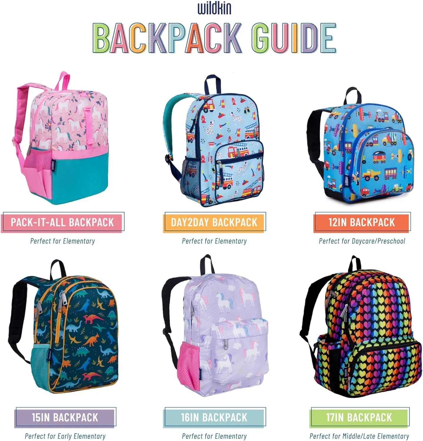 Wildkin 16-inch Kids Backpack – Durable, Padded & Spacious School Bag for Boys & Girls - Pink Stripes