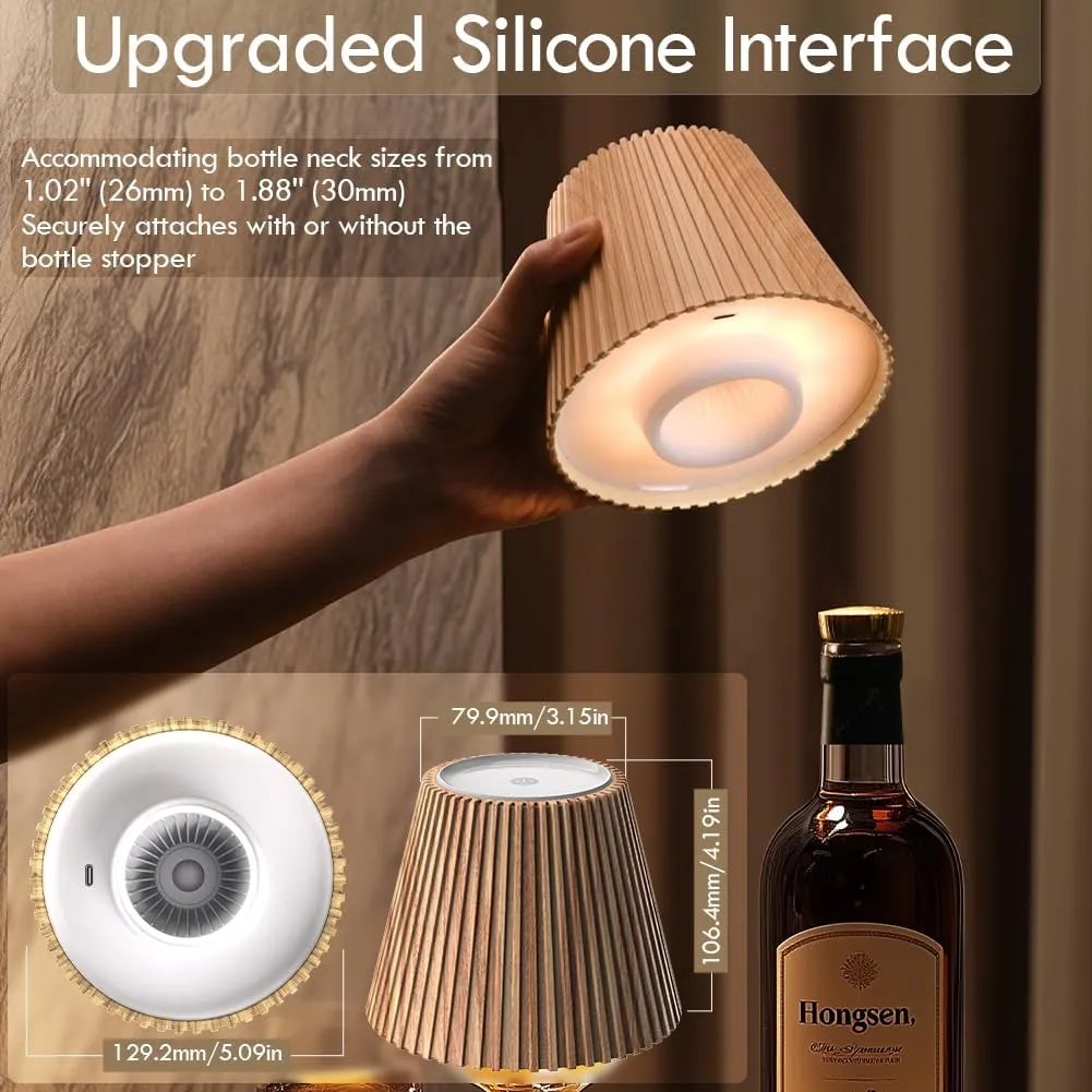 WILIT Wireless Lamp Shades for Liquor Bottle Lights, 3 Level Brightness Cordless Table Lamp, Table Top Decor for Living Room, Wine Lamp Touch Lamps for Nightstand, Housewarming Gifts New Home