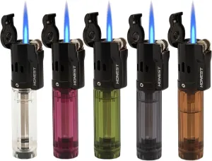 Windproof Torch Lighter Single Jet Flame Fuel Refillable Tank Visible(No Gas) (5 Color)