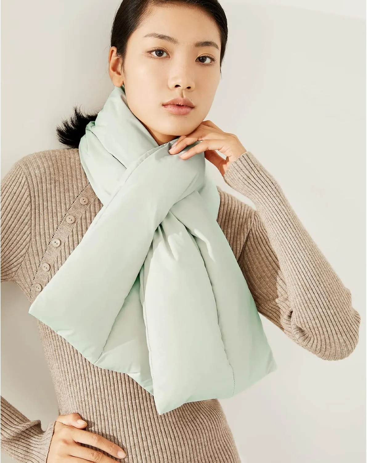 Winter Down Scarf Women Men Down Filling Foldable Plain Waterproof Ultralight Neck Warmer For Cycling Hiking