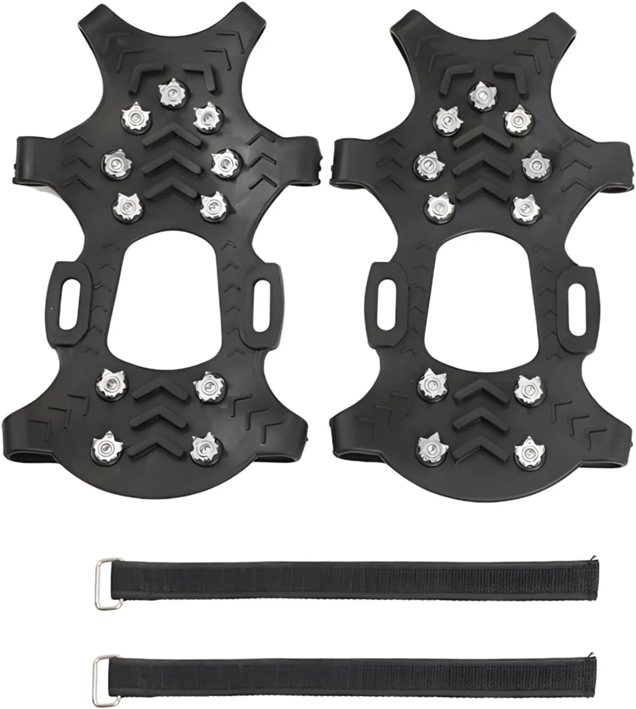 Winter Ice Cleats with 11 Teeth, Anti-Slip Crampon Traction Grips for Boots, Outdoor Walking & Climbing Gear