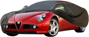WOLWES Car Cover are Suitable for Alfa Romeo 8C All-Weather Windproof, Snowproof, Rainproof, UV-Protected and Breathable All-Season Universal with Side Door Zip Oxford Cloth Car Cover (Color : Black