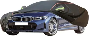 WOLWES Car Cover are Suitable for Alpina B3 Saloon All-Weather Windproof, Snowproof, Rainproof, UV-Protected and Breathable All-Season Universal with Side Door Zip Oxford Cloth Car Cover (Color : Bla